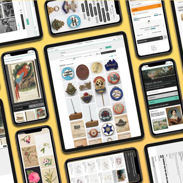 State Library NSW collection discovery experiences shown across phones and tablets
