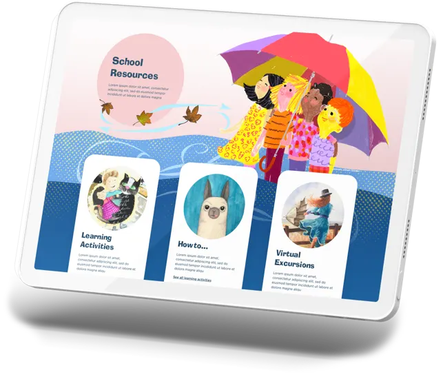 The Imagine School Resources experience shown on a tablet