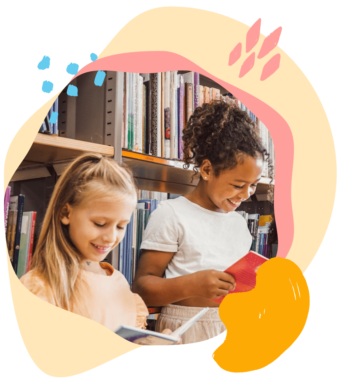 Two children reading together at the State Library