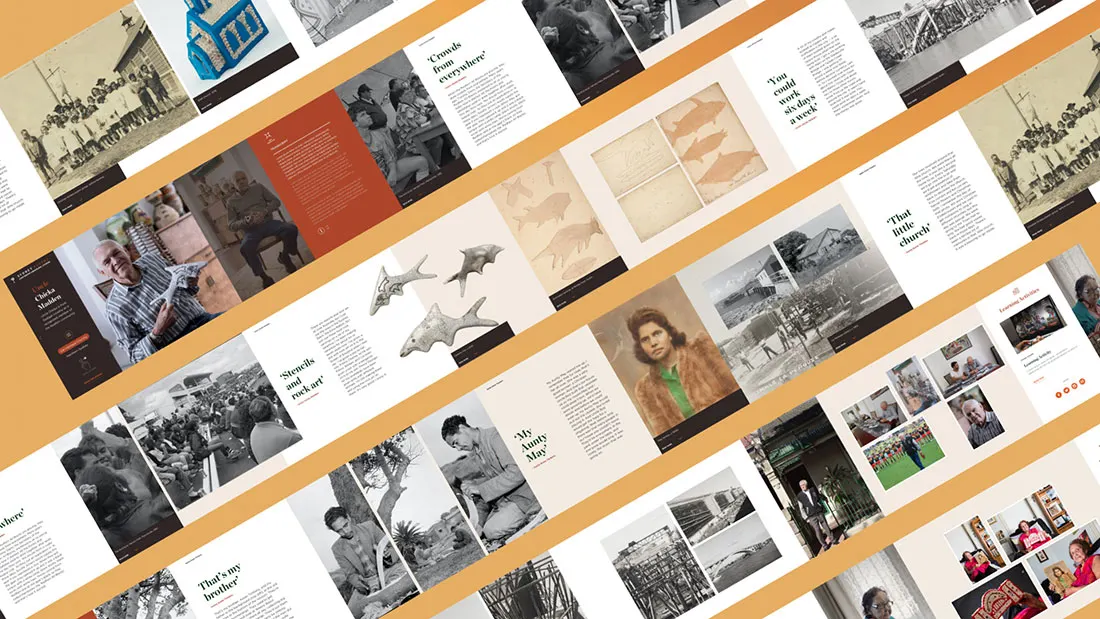 Screens from the Sydney Elders digital exhibition