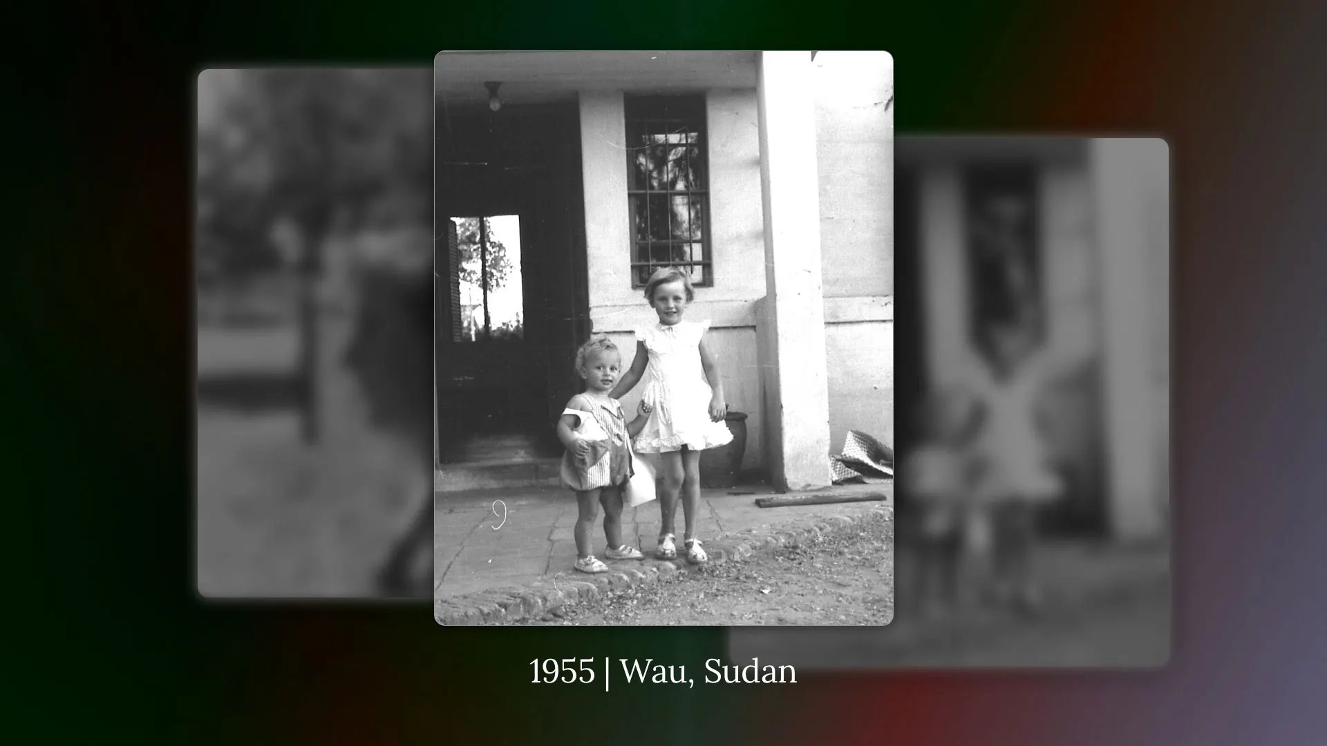 Concept screen: a single photograph shown full screen with its date and place
